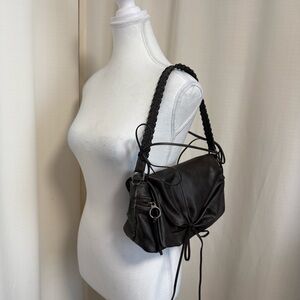 ZARA faux Leather Shoulder Bag with Braided Strap
